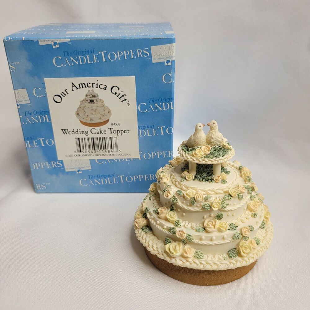 Our America Candle Topper Wedding Cake Doves Roses for Yankee Candle Vintage